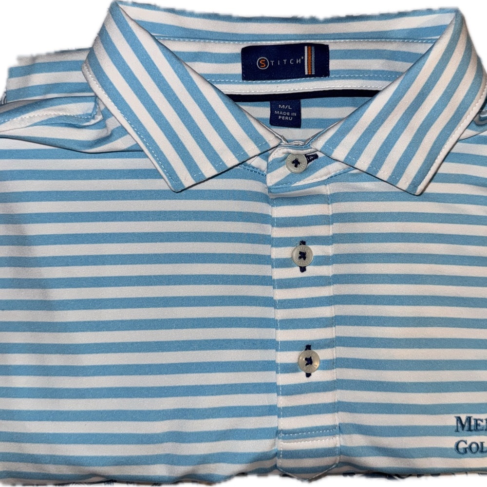 Stitch Men's Light Blue Striped Polo Shirt
